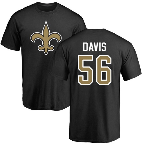 Men New Orleans Saints Black DeMario Davis Name and Number Logo NFL Football #56 T Shirt->new orleans saints->NFL Jersey